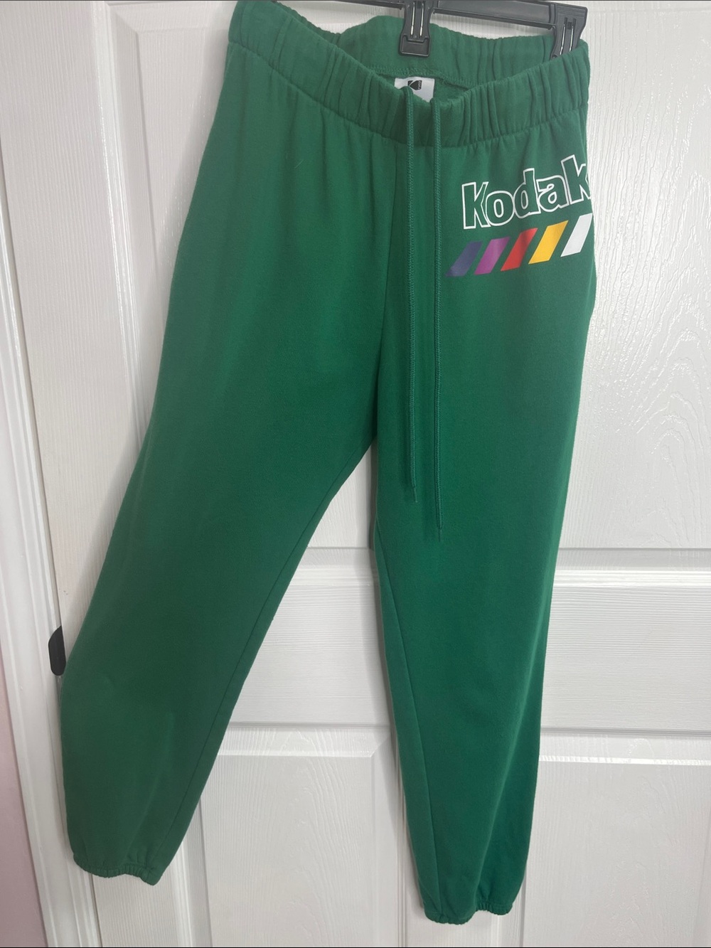 Kodak Green Graphic Logo Jogger Sweatpants with Multicolor Logo Size Large